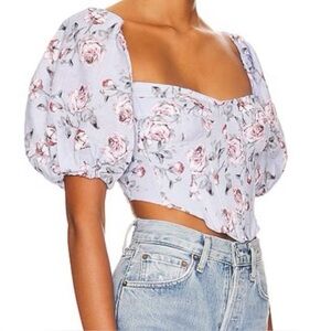 Bardot puff-sleeve corset top